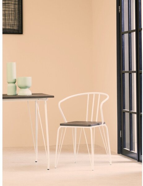 Białe/w naturalnym kolorze krzesło z litego drewna wiązu District – Premier Housewares