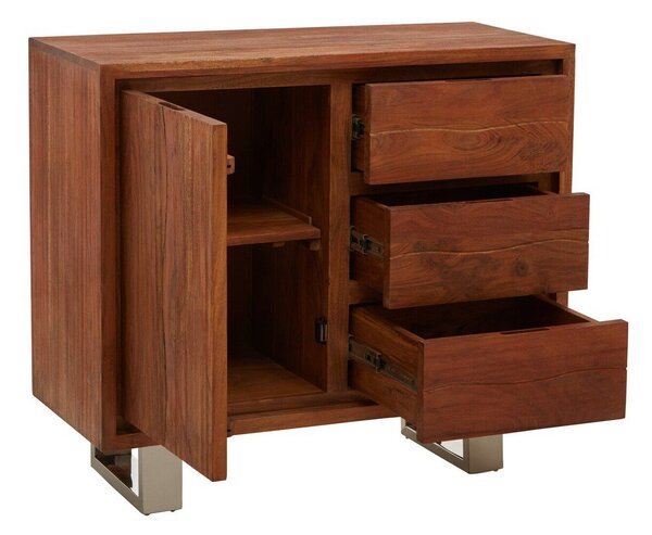 Komoda z litego drewna akacjowego w ciemnym naturalnym kolorze 92x82x40 cm Simla – Premier Housewares