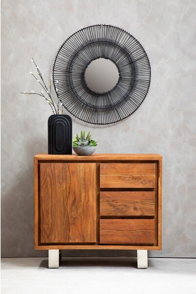 Komoda z litego drewna akacjowego w ciemnym naturalnym kolorze 92x82x40 cm Simla – Premier Housewares