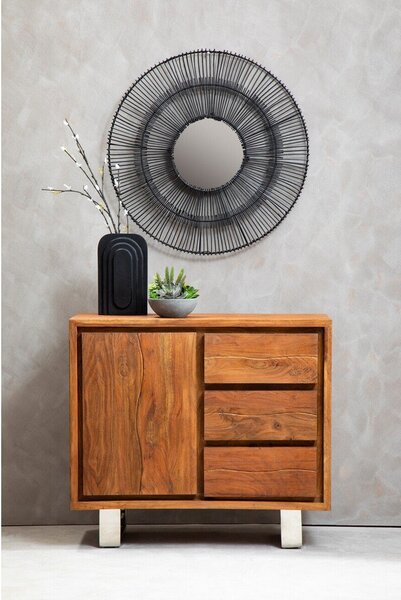 Komoda z litego drewna akacjowego w ciemnym naturalnym kolorze 92x82x40 cm Simla – Premier Housewares