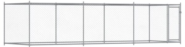 Klatka dla psa, z drzwiami, szara, 6x2x1,5 m, stal