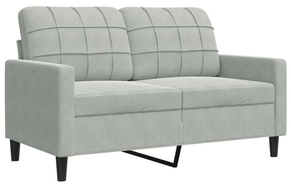 Sofa 2-osobowa, jasnoszara, 120 cm, tapicerowana aksamitem