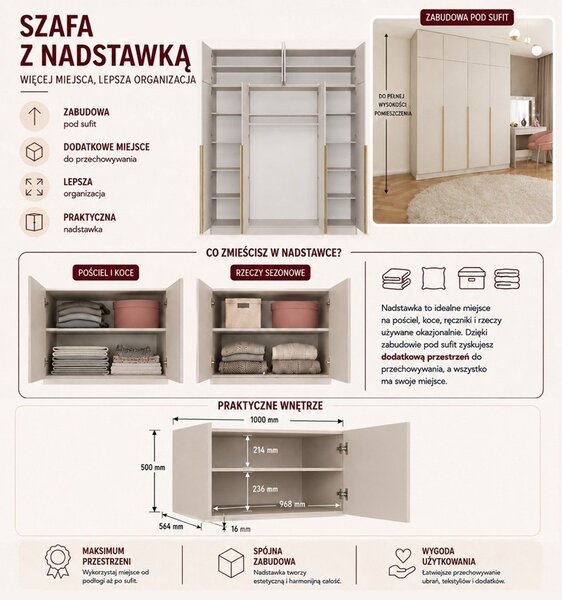 Duża szafa do sypialni 200x250cm kaszmir | Umeblowana.com