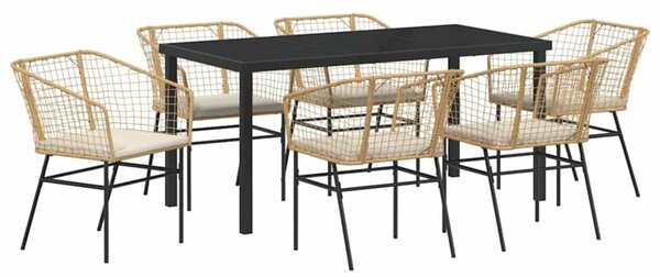 Zestaw Mebli Ogrodowych Komplet Jadalniany 7-Częściowy Brązowy Rattan Na Taras Balkon Ogród