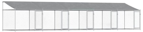 Klatka dla psa, z dachem i drzwiami, szara, 10x2x2 m, stal