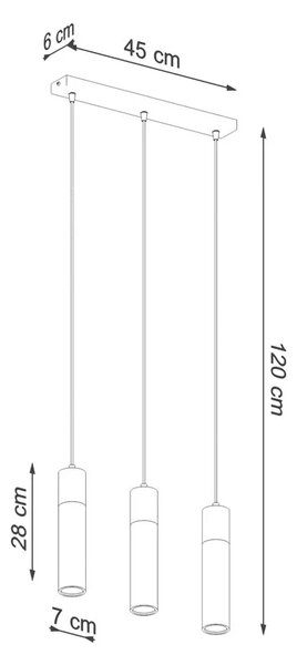 Industrialna lampa wisząca potrójna tuba - S164-Leya