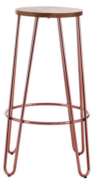 Hoker z litego drewna wiązu w naturalnym kolorze/w kolorze różowego złota (wysokość siedziska 75 cm) District – Premier Housewares
