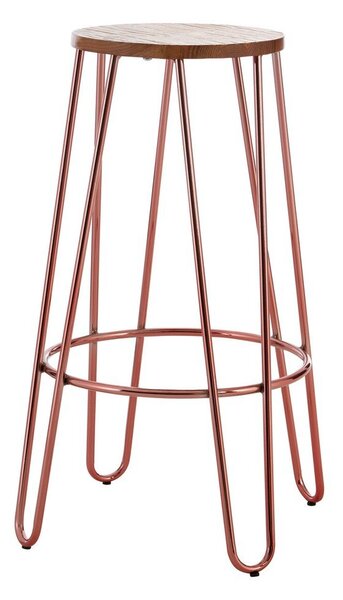 Hoker z litego drewna wiązu w naturalnym kolorze/w kolorze różowego złota (wysokość siedziska 75 cm) District – Premier Housewares