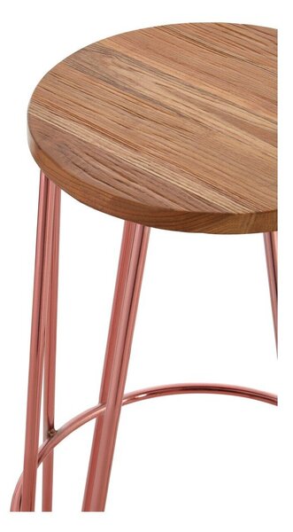Hoker z litego drewna wiązu w naturalnym kolorze/w kolorze różowego złota (wysokość siedziska 75 cm) District – Premier Housewares