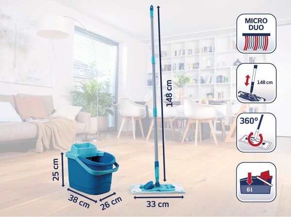 Mop z wiadrem PowerClean M – LEIFHEIT
