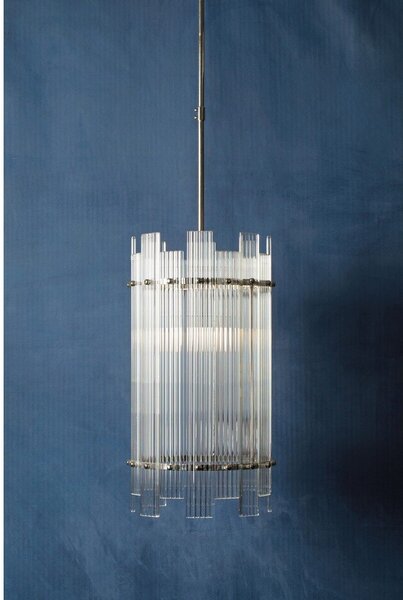 Metalowa lampa wisząca w kolorze srebra ze szklanym kloszem ø 27 cm Ritz – Premier Housewares