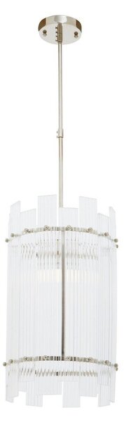 Metalowa lampa wisząca w kolorze srebra ze szklanym kloszem ø 27 cm Ritz – Premier Housewares