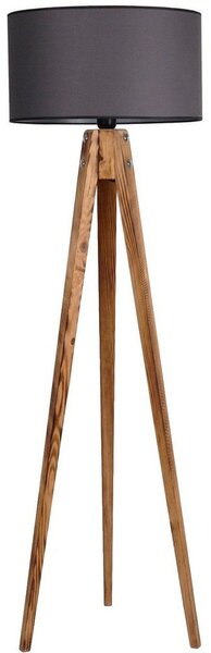 Czarna/w naturalnym kolorze lampa stojąca z tekstylnym kloszem (wysokość 153 cm) Tripod – Opviq lights