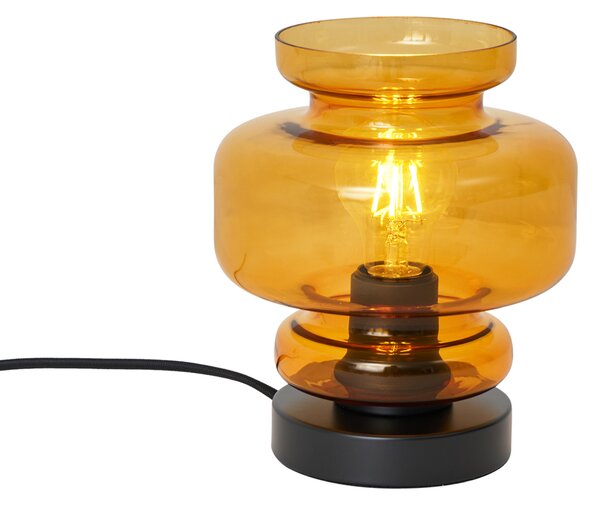 Lampa stołowa w stylu retro czarna z pomarańczowym szkłem - Denise