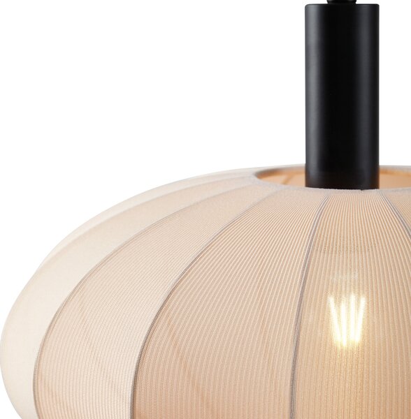 Lampa wisząca Japandi czarna z brązowym materiałowym kloszem 3-źródła światła - Bida