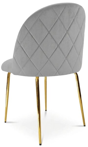 Jasnoszare krzesło glamour z pikowanym tyłem W5-B15