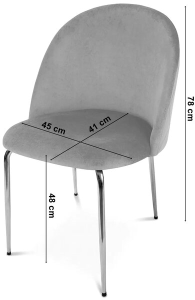 Jasnoszare krzesło glamour z pikowanym tyłem W5-B15