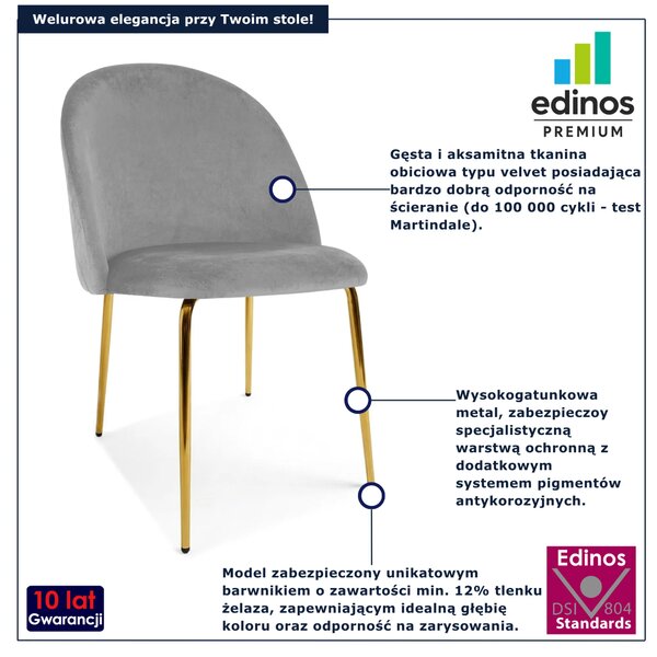 Jasnoszare krzesło glamour z pikowanym tyłem W5-B15