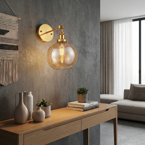 LAMPA ŚCIENNA KINKIET LOFT MOSIĘŻNO-BURSZTYNOWA NAVARRO