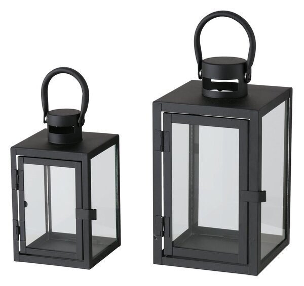 Metalowy lampion ze szklaną szybą, dwa rozmiary, ARANA