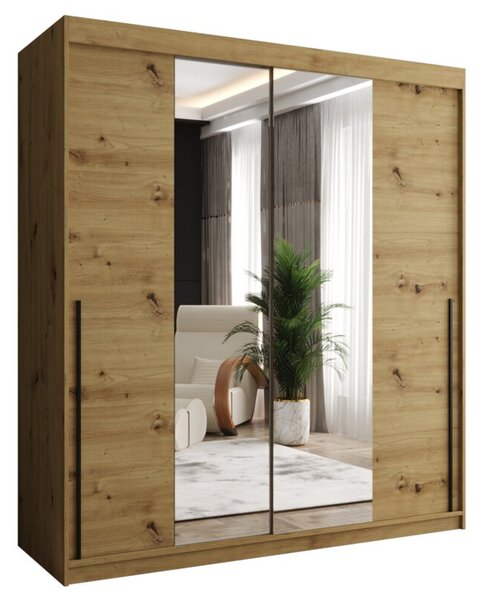 Szafa przesuwna z lustrem Garderoba SIMA T1 180 artisan + u. czarny