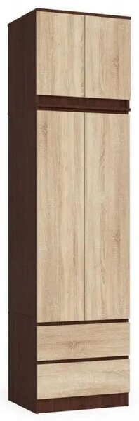 Szafa z nadstawką, DORMI, 60x51x234 cm, wenge, dąb sonoma, mat | TYLETEGOTU