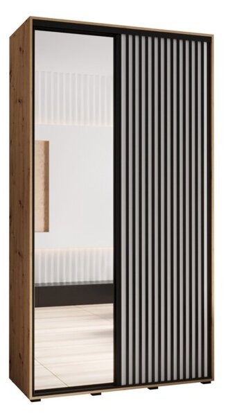 Szafa przesuwna wysoka Lanko 2 130, gł. 45 cm artisan + biały + czarny