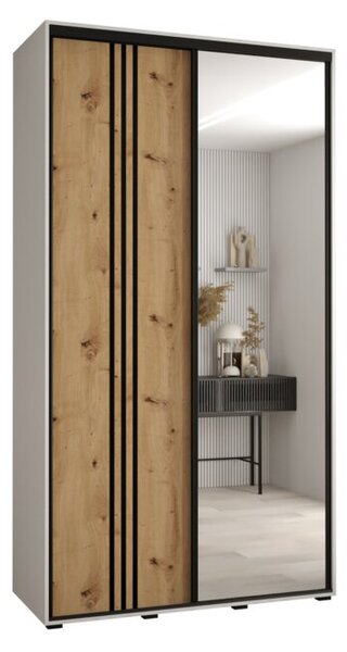 Szafa przesuwna wysoka Davos 7 130, gł. 45 cm biały + artisan + czarny