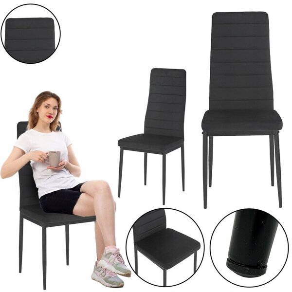 Krzesło pikowane welur salon jadalnia kuchnia wysokie mark KT118 czarne