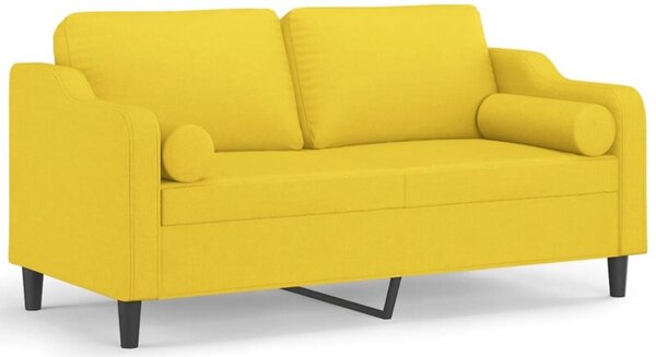 Sofa 2-osobowa z poduszkami, jasnoÅ¼Ã³Åta, 140 cm, tkanina