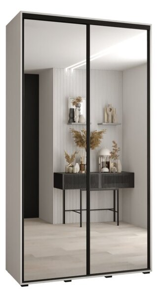 Szafa przesuwna wysoka Davos 2 140, gł. 45 cm biały + biały + czarny