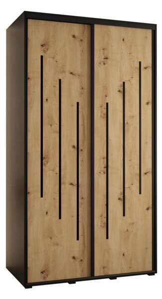 Szafa przesuwna wysoka Davos 8 130, gł. 45 cm czarny + artisan + czarny