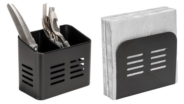 Metalowe stojaki na sztućce i serwetki zestaw 2 szt. Black Outdoor Kitchen Baco – Wenko