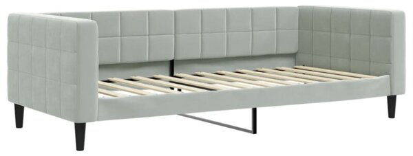 Sofa z funkcją spania, jasnoszara, 90x200 cm, obita aksamitem