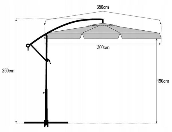 Składany parasol ogrodowy ARCADIA 300 cm, szary