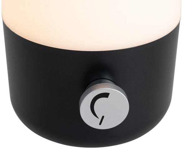 Zestaw 2 lamp stołowych zewnętrznych czarny z białym, w tym akumulatorowe LED - Haard