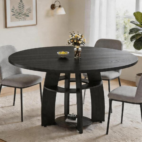 Stół jadalniany okrągły 120 cm dla 4-6 osób, drewniany regał, skandynawski design, łatwy w czyszczeniu, oszczędza miejsce w kuchni i biurze