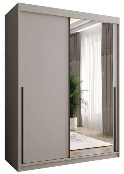Szafa przesuwna z lustrem Garderoba SIMA T2 150 kaszmir + u. czarny