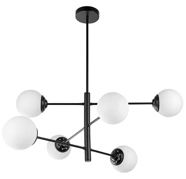 ŻYRANDOL LAMPA SUFITOWA WISZĄCA NOWOCZESNA CZARNA BIAŁE KULE FINO 6 LED