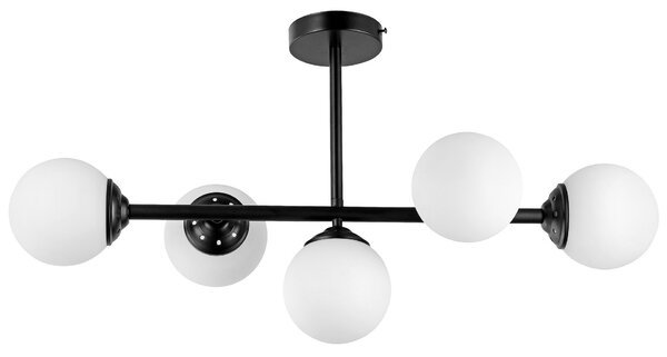 LAMPA WISZĄCA SUFITOWA PLAFON NOWOCZESNA CZARNA BIAŁE KULE FINO 5 LED