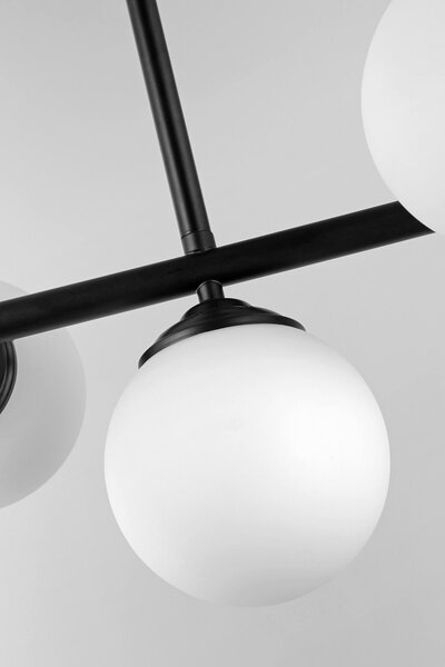 LAMPA WISZĄCA SUFITOWA PLAFON NOWOCZESNA CZARNA BIAŁE KULE FINO 5 LED