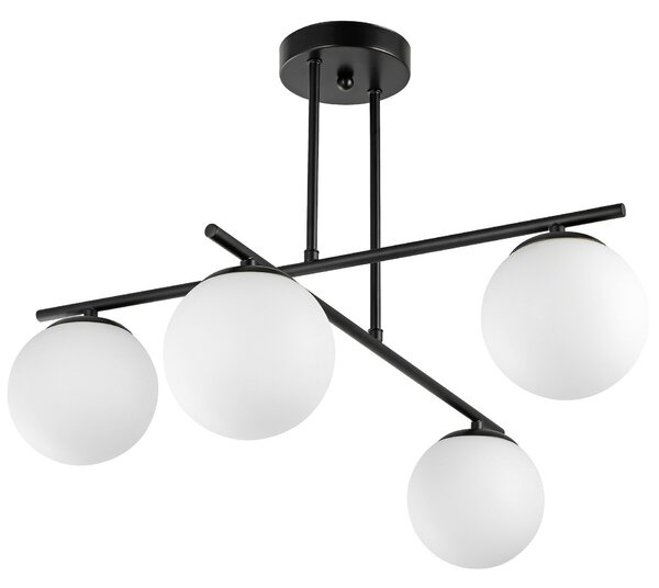 LAMPA SUFITOWA WISZĄCA ŻYRANDOL NOWOCZESNA CZARNA BIAŁE KULE LEDO 4