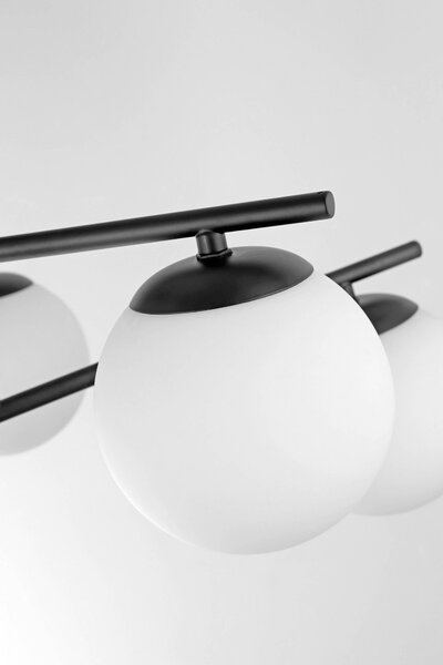 LAMPA SUFITOWA WISZĄCA ŻYRANDOL NOWOCZESNA CZARNA BIAŁE KULE LEDO 6