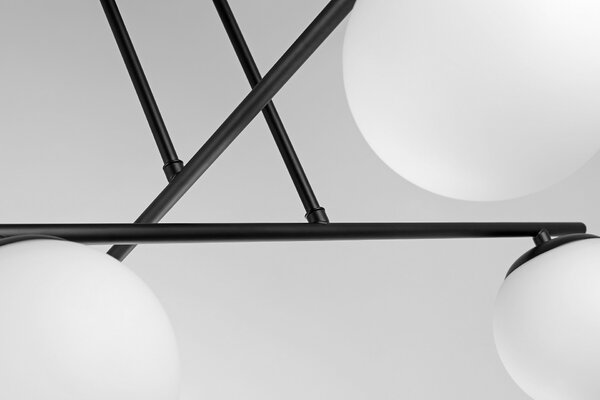 LAMPA SUFITOWA WISZĄCA ŻYRANDOL NOWOCZESNA CZARNA BIAŁE KULE LEDO 4