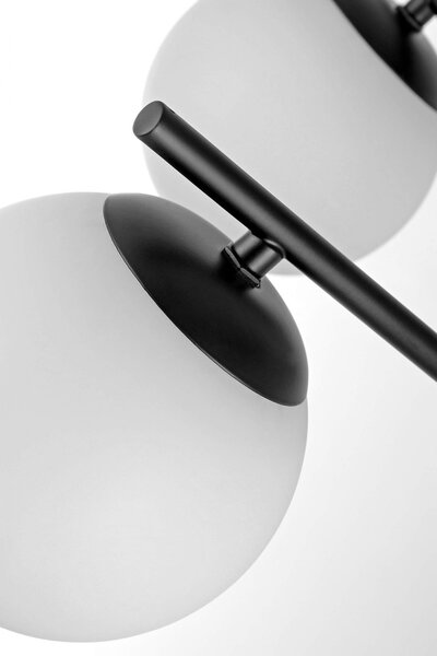 LAMPA SUFITOWA WISZĄCA ŻYRANDOL NOWOCZESNA CZARNA BIAŁE KULE LEDO 4
