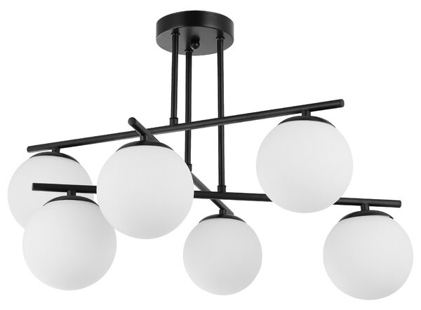 LAMPA SUFITOWA WISZĄCA ŻYRANDOL NOWOCZESNA CZARNA BIAŁE KULE LEDO 6