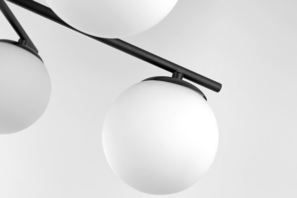LAMPA SUFITOWA WISZĄCA ŻYRANDOL NOWOCZESNA CZARNA BIAŁE KULE LEDO 6