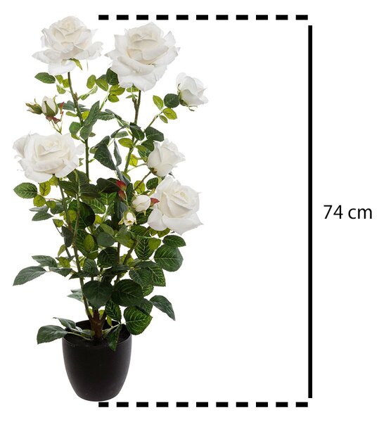 Sztuczne kwiaty doniczkowe KRZEW RÓŻY, 74 cm