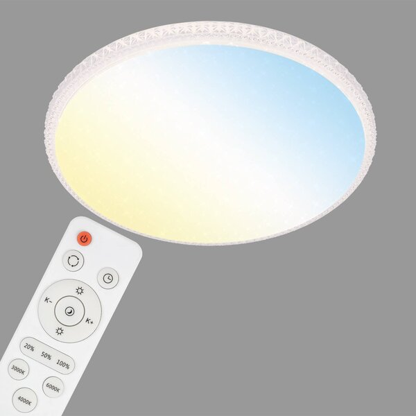 Briloner Lampa sufitowa LED Style, możliwość ściemniania, biały / opal, salon / jadalnia, tworzywo sztuczne, nowoczesny