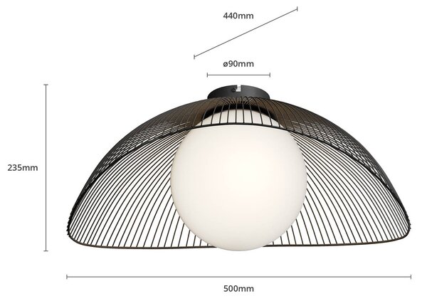 Lampa sufitowa Fabronia Lindby, możliwość ściemniania, czarny, salon / jadalnia, metal, nowoczesny